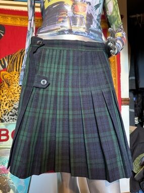 Vintage Blackwatch Tartan Pleated Mini Skirt - Vintage